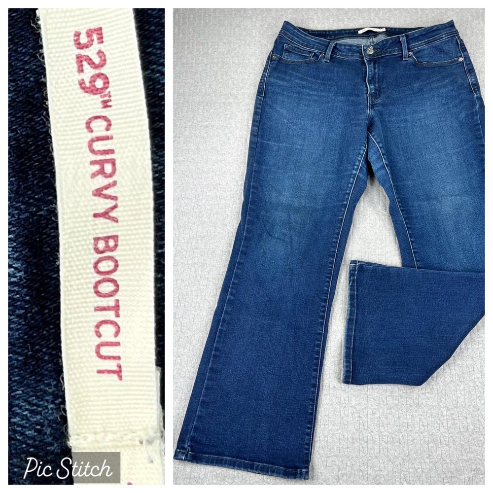 Levi's 529 Curvy Bootcut Jeans Womens 16/34X29 Blue dark wash Mid Rise Pants